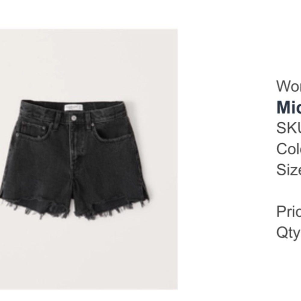 Abercrombie & Fitch Black Jean Shorts Distressed Hem